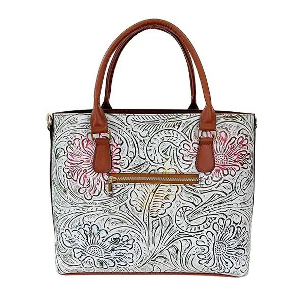 Sugar Skull Multicolor Embossed Tooled Artisan Bag Purse Tote Bolsa Artesanal - Picture 4 of 15
